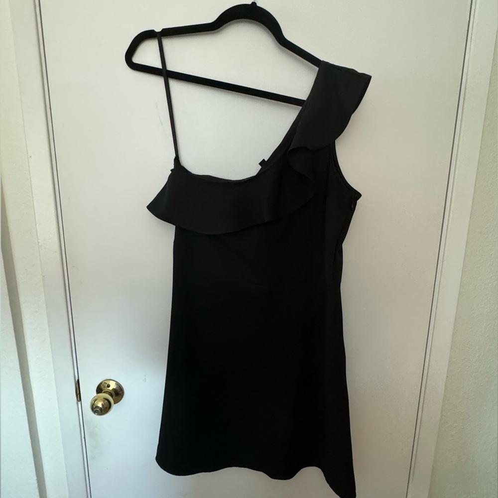 Banana republic factory one shoulder black mini dress